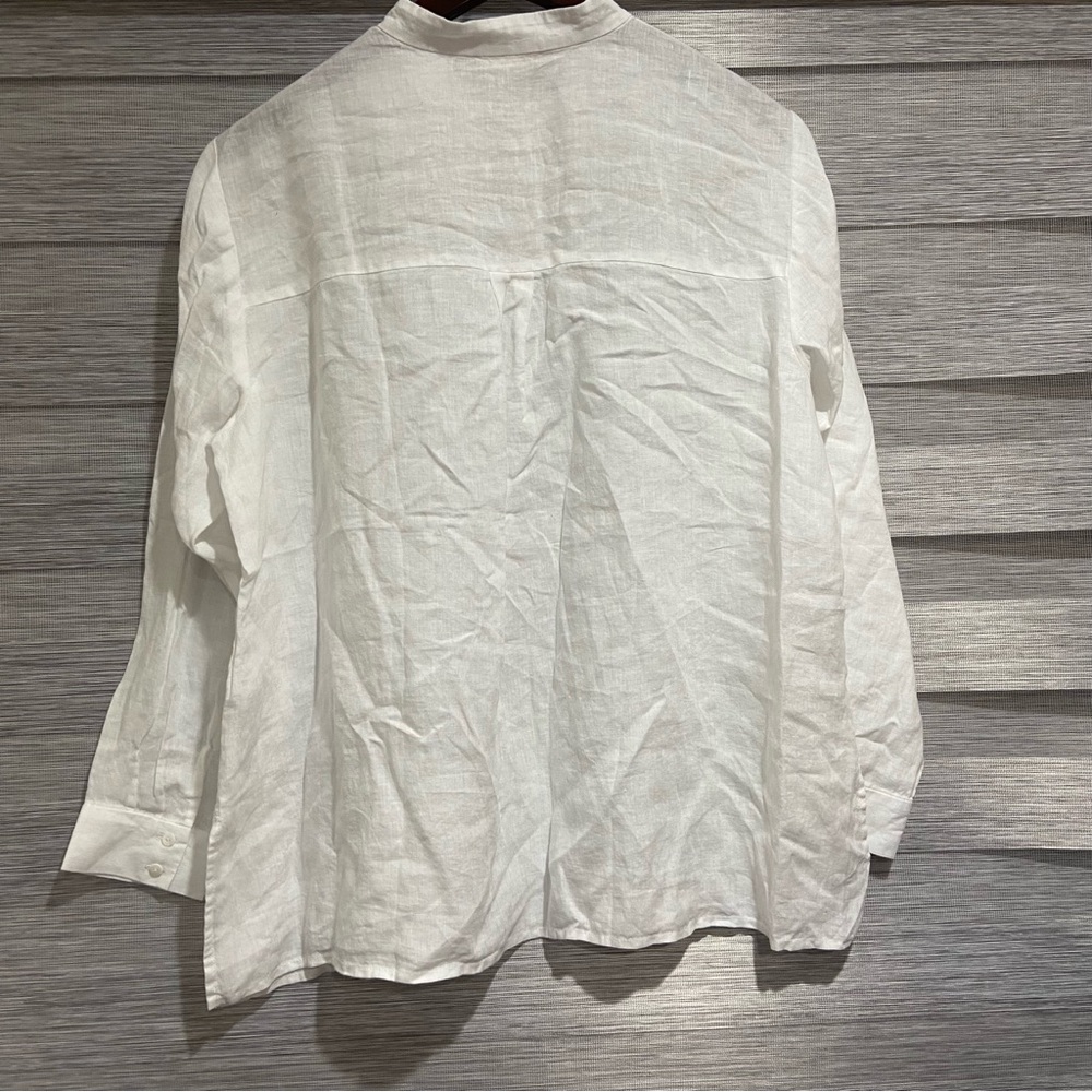 Eileen Fisher 100% organic linen button up blouse top size L - Picture 3 of 7